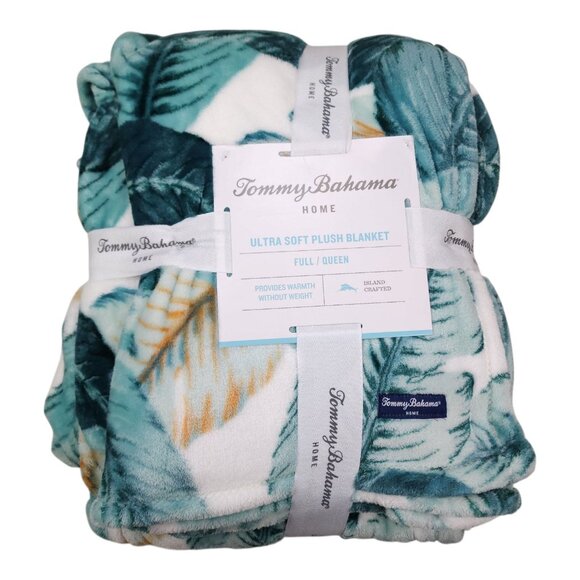 Tommy Bahama Full Queen Ultra Soft Plush Blanket 90"x90" Tropical Polyester - Picture 9 of 9